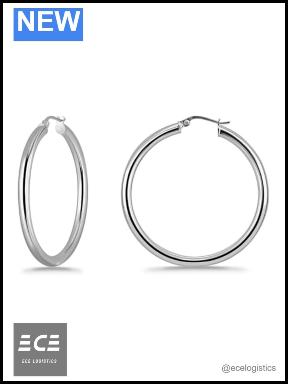 925 Sterling Silver Hoop Earrings 3mm Click-Top Round Lightweight Hypoallergenic